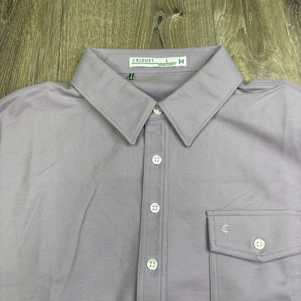 Criquet Mens Purple Pima Cotton Long Sleeve Rugby Players Polo Shirt Size L - Picture 4 of 14